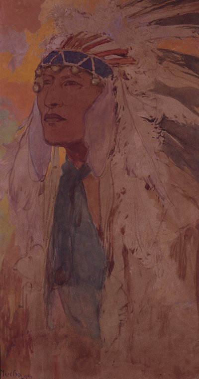 印第安人，1904年 作者 阿方斯·慕夏