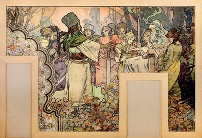 1900年世界博览会的壁画--《阿丰斯-玛丽-穆夏的画》（1860-1939）。 作者 阿方斯·慕夏
