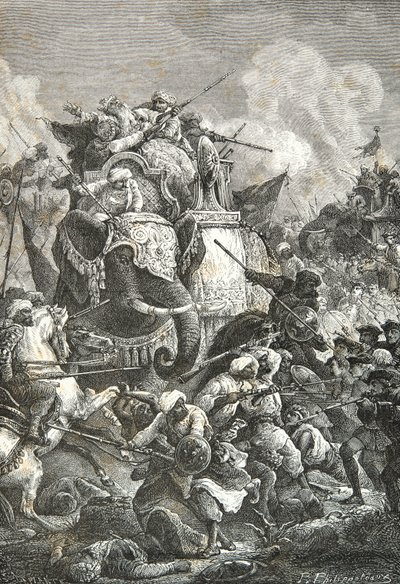 阿尔卡特-阿纳韦迪汗在安布尔战役中战死，卡纳塔克战争 作者 阿方斯·玛丽·德·诺伊维尔