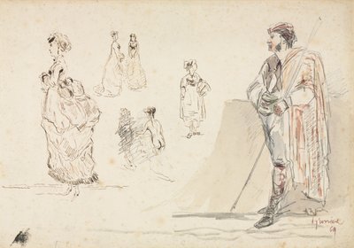 人物素描，1869年。 作者 阿方斯·玛丽·德·诺伊维尔