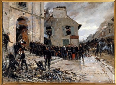 1870-1871年的战争和普鲁士人对巴黎的围攻。"Le combat du Bourget, 30/10/1870" Alphonse de Neuville (1835-1885) 1873年，太阳。0,57x0,79米，巴黎，奥赛博物馆 作者 阿方斯·玛丽·德·诺伊维尔
