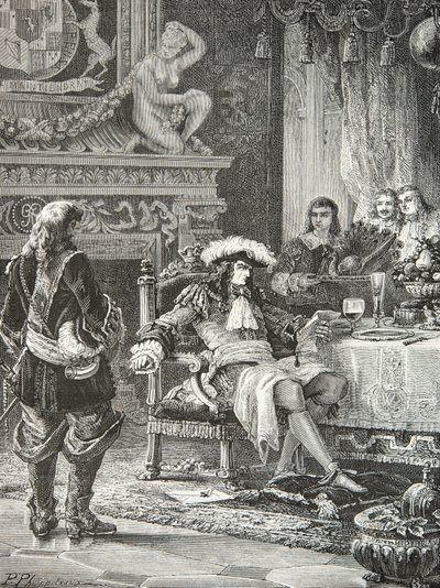 奥兰治-拿骚的威廉三世得知路易十四承认英国国王詹姆斯三世（雕刻） 作者 阿方斯·玛丽·德·诺伊维尔