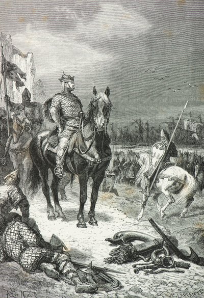 征服者威廉于 1066 年在佩文西登陆（雕刻） 作者 阿方斯·玛丽·德·诺伊维尔