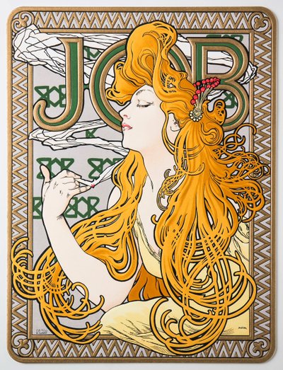 卫生纸Job的广告海报，1897年。 作者 Alphonse Mucha