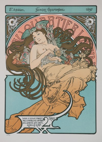 1897年在拉丁区。 作者 Alphonse Mucha