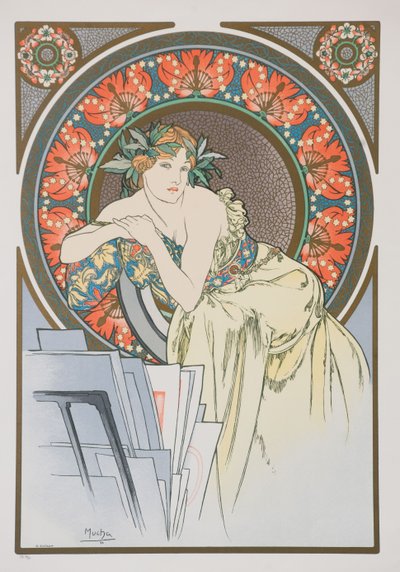 《带罂粟的女人》，1898年。 作者 阿方斯·慕夏