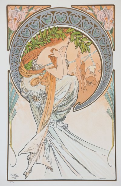 La Poesia，选自1898年的《艺术》系列。 作者 阿方斯·慕夏