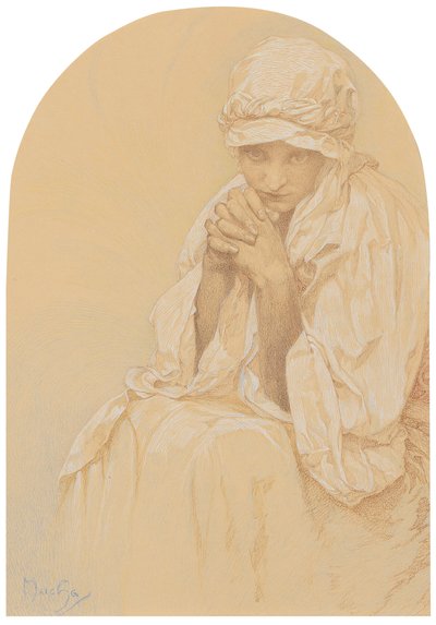 Jaroslava肖像，艺术家女儿，c。 1924年。 作者 阿方斯·慕夏