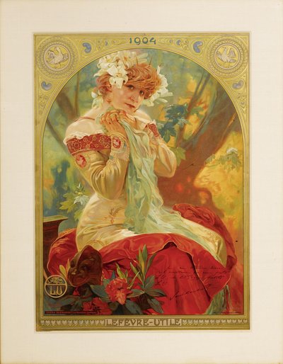 Lefèvre-Utile的海报。莎拉·伯恩哈特（Sarah Bernhardt）扮演梅丽辛德（Melissinde）在拉公主（Lo Princesse Lointaine）中扮演 作者 Alphonse Mucha