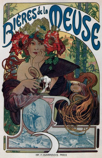 1897年的比尔·德·默兹海报 作者 Alphonse Mucha