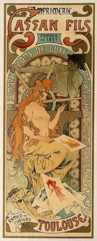 图卢兹印刷厂Cassan Fils的海报，1897年。 作者 Alphonse Mucha