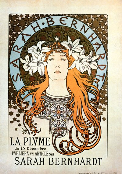 Sarah Bernhardt，La Plume，1896年12月15日 作者 Alphonse Mucha