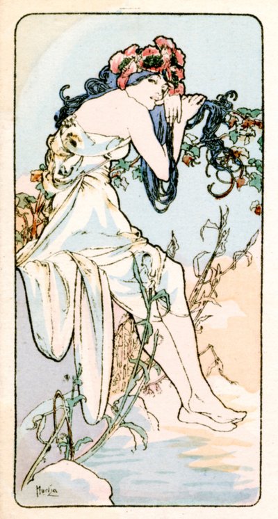 夏天》，1900年 作者 阿方斯·慕夏