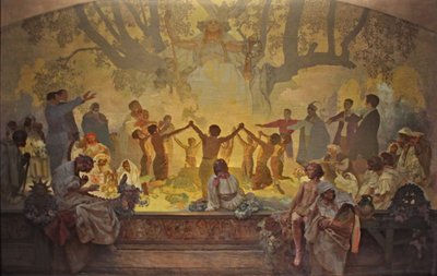 斯拉夫菩提树下的奥姆拉迪纳誓言循环斯拉夫史诗 作者 Alphonse Mucha