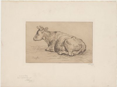 卧牛 作者 Alphonse Stengelin（艺术家签名）