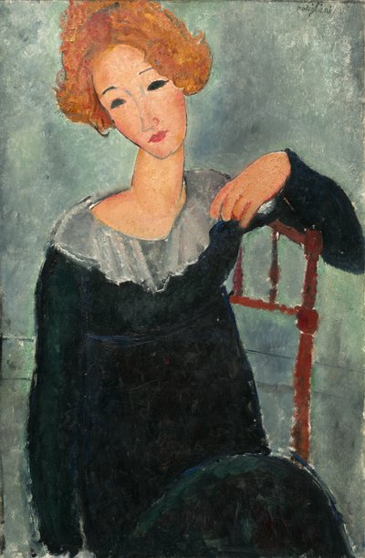 红头发的女人，1917年。 作者 阿梅代奥·莫迪利亚尼