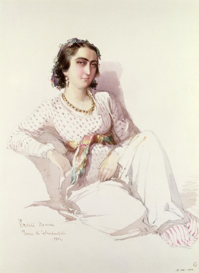 Hadice Hanim  - 来自伊斯坦布尔的女士，1852年 作者 阿马德奥·普雷齐奥西