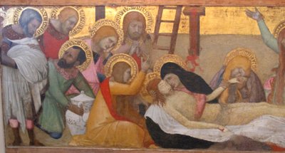 Ambrogio Lorenzetti，《圣母与圣婴及圣人 M. Maddalena 和 Marta》，Compianto, 02 作者 安布罗乔·洛伦泽蒂