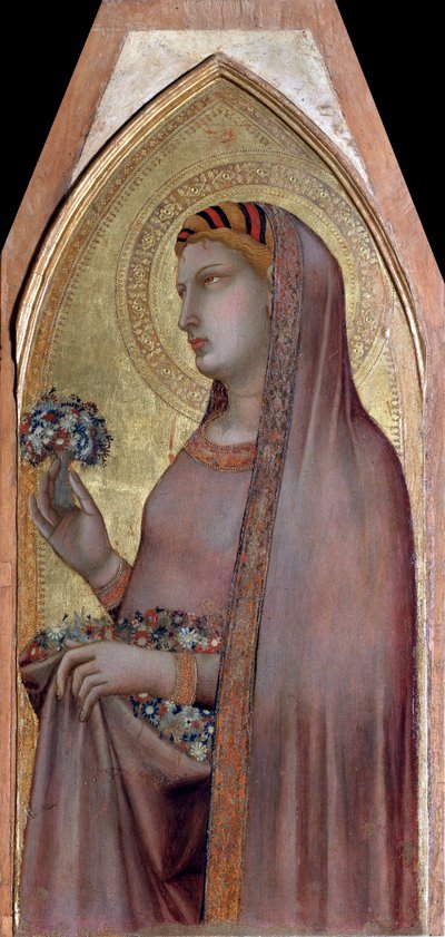 Dorothea of Caesarea 或 Dorothy（来自 Virgin and Child Polyptych） - Detrempe on wood 作者 安布罗乔·洛伦泽蒂