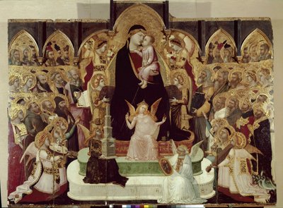 Maesta di Massa Marittima（威严的圣母）（面板上的蛋彩和黄金，约1335年）。 作者 安布罗乔·洛伦泽蒂