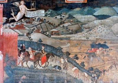 善政在农村的影响，细节，1338年至1340年 作者 安布罗乔·洛伦泽蒂