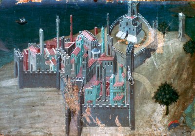沿海城市景观，c1300-1348 作者 安布罗乔·洛伦泽蒂