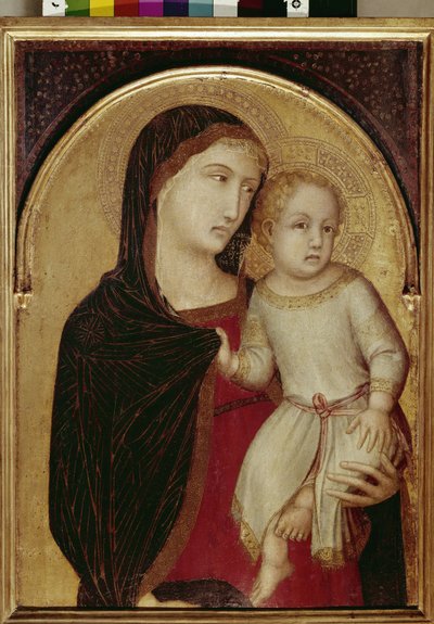 Virgin and Child（木头上的蛋彩画和金箔，约 1335 年） 作者 安布罗乔·洛伦泽蒂