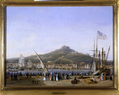 马赛港 by Louis Garneray, sd。 大约 1820 年，布面油画，H. 0,330； L. 0,460。 CCIP 学院 作者 安布罗斯·路易斯·加内雷