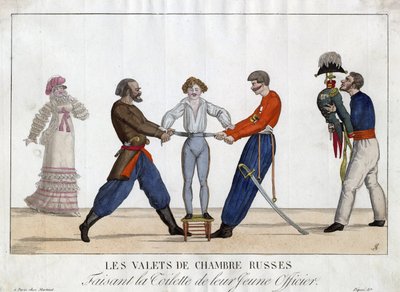 一位年轻的俄国军官的厕所 - Garneray, Ambroise Louis (1783-1857) - 约1815年 - 版画，水彩 - 24x32.6 - 私人收藏 作者 安布罗斯·路易斯·加内雷