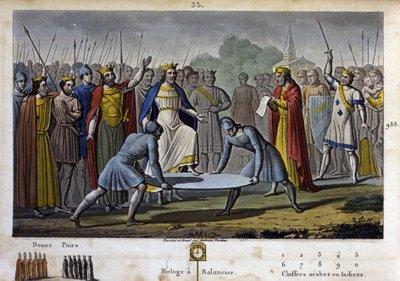 Hugues Capet (v. 941 - 996)在Noyon举行的大王国大会上被一致推举为法国国王（987年）（主要感谢Gerbert d