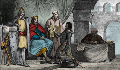 路易二世(848-79)斯坦梅尔接受一位贵族的宣誓效忠-- 作者 安布罗斯·塔迪厄（Ambroise Tardieu）