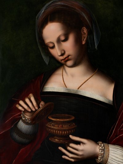 抹大拉的马利亚》细节（布面油画） 作者 安布罗休斯·本森（Ambrosius Benson）