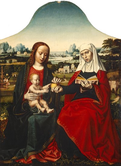 荷兰语：圣母子与圣安妮 作者 安布罗休斯·本森（Ambrosius Benson）