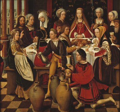 Les noces de Cana - Cana的婚宴，由Benson, Ambrosius（1495-1550）创作。木材上的油彩。尺寸：99x105厘米。斯德哥尔摩国家博物馆 作者 安布罗休斯·本森（Ambrosius Benson）