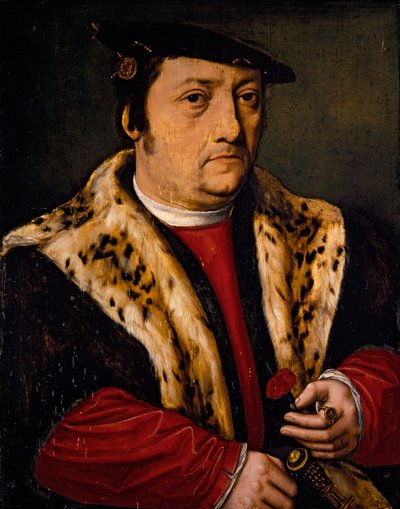 粉红色男子肖像 作者 安布罗休斯·本森（Ambrosius Benson）