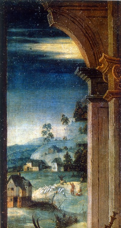 The Nativity (Oil on Wood) 1550 作者 安布罗休斯·本森（Ambrosius Benson）