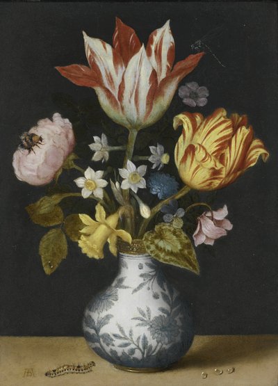 万里长城花瓶中的静物画 作者 长者安布罗修斯·博斯沙特（Ambrosius Bosschaert）