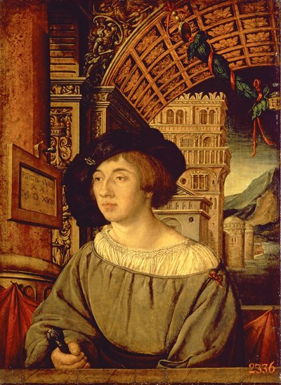一个年轻人的肖像，1518（面板上的蛋彩画） 作者 Ambrosius Holbein
