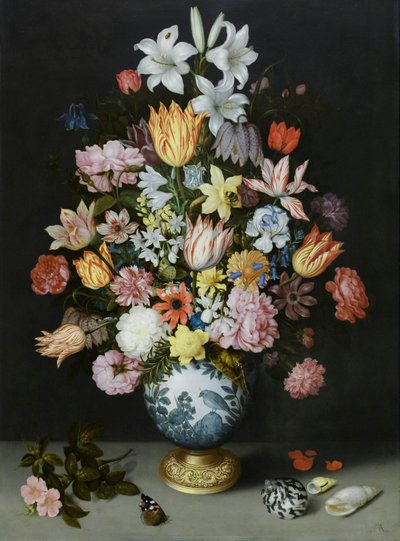 万丽花瓶中的鲜花静物 作者 安布罗修斯长老 Bosschaert