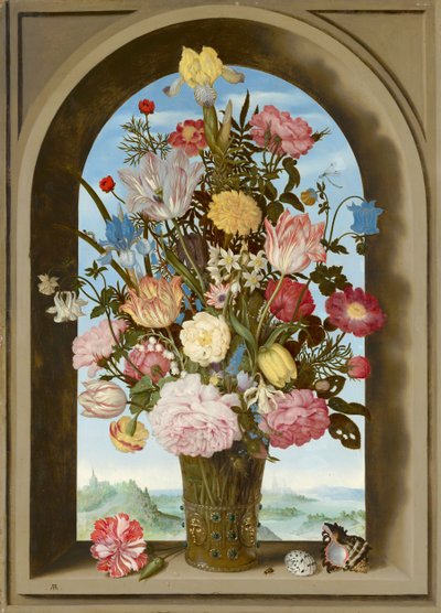 花瓶在窗口，c.1618 作者 安布罗修斯长老 Bosschaert