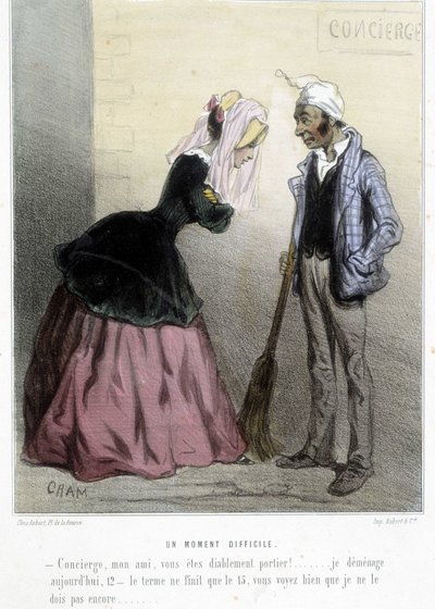 Un moment difficile (le rent) - in “” Madeleines”” by Cham, v.1870-1880 作者 Amedee de Noe (占婆)