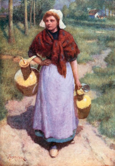弗拉芒乡村女孩》（彩色石版画） 作者 Amedee（之后）Forestier