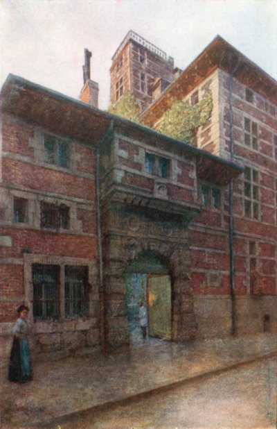 库尔提乌斯宅邸，列日（彩色石版画） 作者 Amedee（之后）Forestier