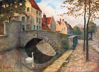 布鲁日 Quai des Marbriers（彩色石版画） 作者 Amedee（之后）Forestier