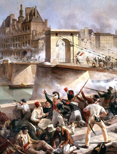 Arcole 桥，7 月 28 日拍摄巴黎市政厅 作者 Amédée Bourgeois