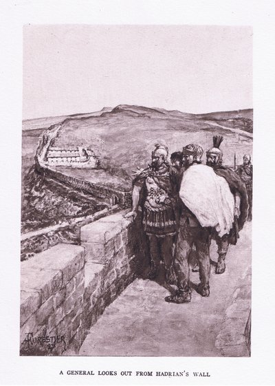 一位将军俯瞰哈德良长城，插图来自1928年的罗马士兵 作者 Amedee Forestier
