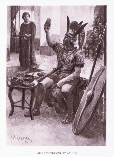 一个旅馆的步兵，从罗马士兵的例证，1928年 作者 Amedee Forestier
