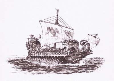 舰队巡逻：罗马舰船，1928年罗马士兵的插图 作者 Amedee Forestier