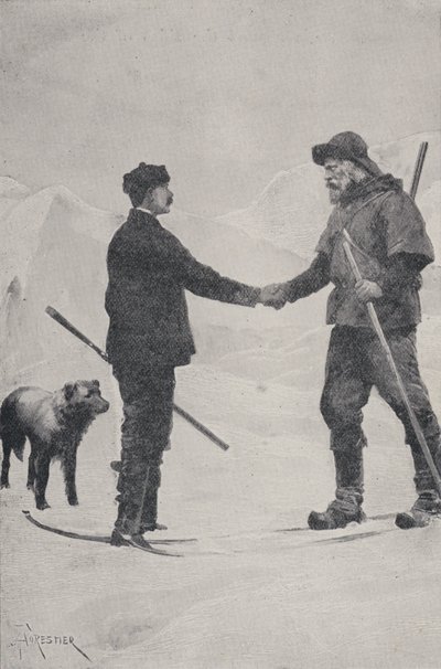 极地探险家弗雷德里克乔治杰克逊和Fridtjof Nansen会见，Franz Josef Land，1896年 作者 阿梅迪·福雷斯蒂尔