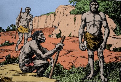 史前：罗得西亚人（Homo rhodesiensis）或破山人的代表，智人的祖先，其化石在罗得西亚（今非洲的赞比亚）被发现。由A. Forestier绘制。DR 作者 阿梅迪·福雷斯蒂尔